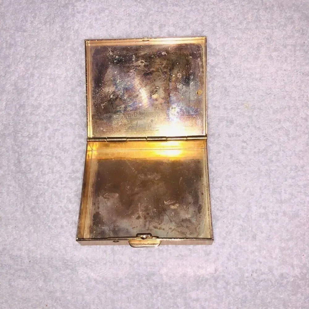 Vintage Metal Coin Holder Money Clip Purse Bronze Trinket Case Compact Lot 2